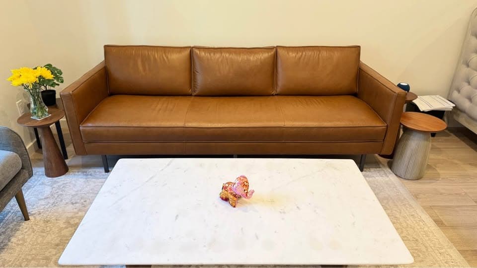 53" Coffee Table, Marble, Burnt Wax - West Elm