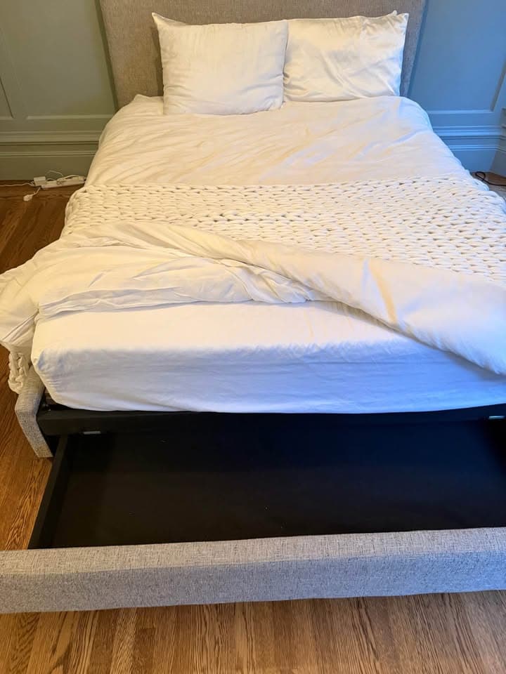 West Elm Queen Upholstered Storage Bed