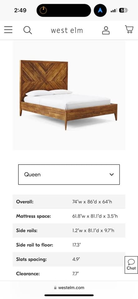 West Elm Alexa Queen Bed Frame