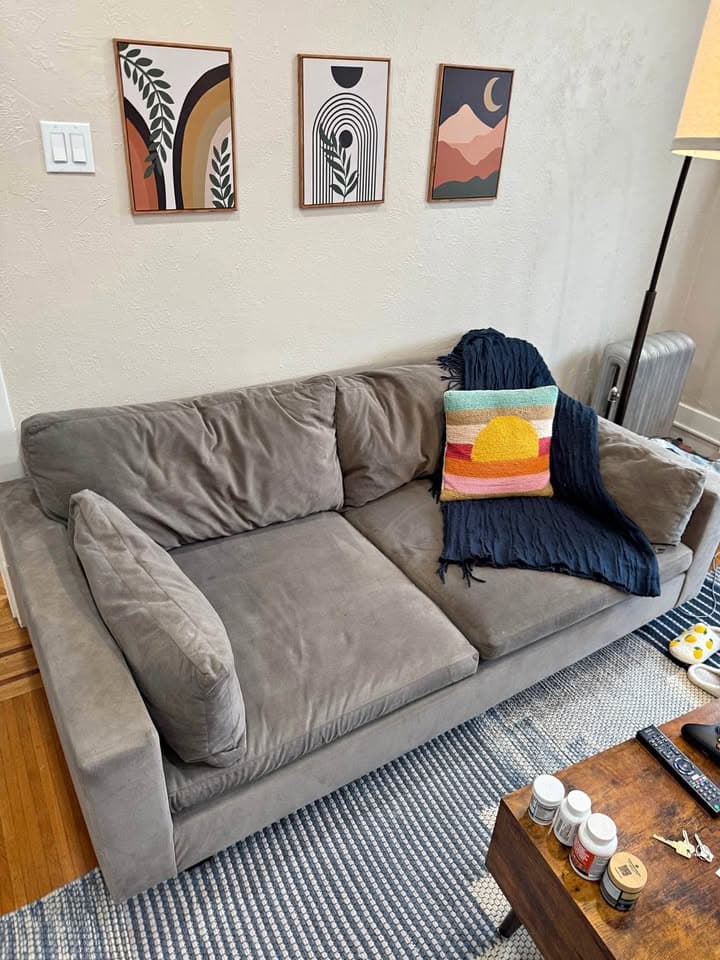 West Elm Harmony Suede Couch – 76” – Most Comfortable Couch Ever!