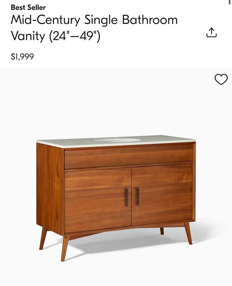 49in West Elm quartz white bathroom vanity top