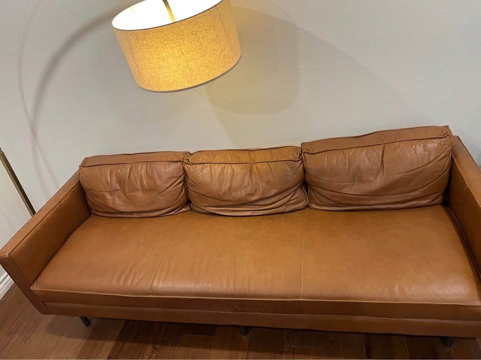 West elm axel 89” saddle leather sofa