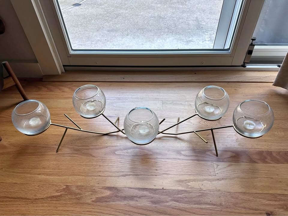 Brass & Glass Globe Votive Centerpiece - West Elm