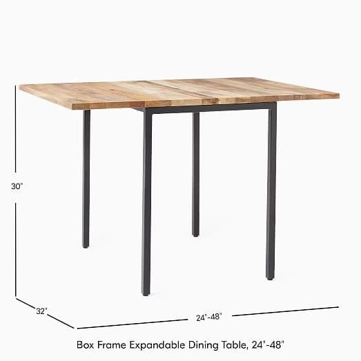Box Frame 24-48" Drop Leaf Dining Table, Raw Mango, West Elm